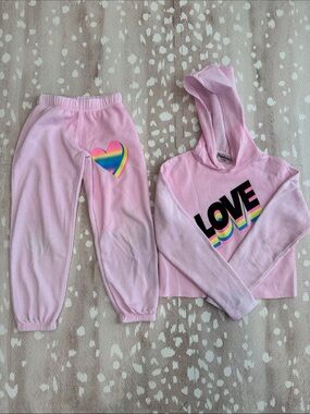Firehouse Girls XXS Pink Rainbow LOVE Hoodie Jogger Set | Fits Girls 5